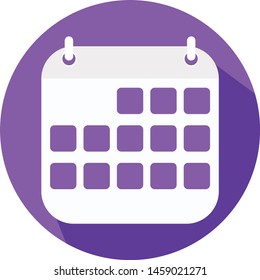 Vector flat daily calendar icon with color background