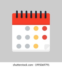 Vector flat daily calendar icon. Date and time, day, month. Holiday.
