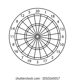Vector flat Darts board target isolated on white background