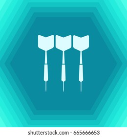 Vector flat darts icon on hexagonal background 