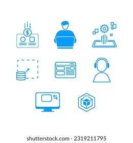 Vector flat data icons, volume, value, validity, speed, cloud computing, visualization. Vector icons for web data and cloud services.