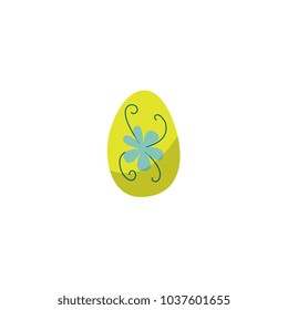 Vector flat decorated easter egg with floral daisy flower print. Holiday spring traditional decoration, celebration symbol. Greeting card, poster banner design, isolated illustration white background