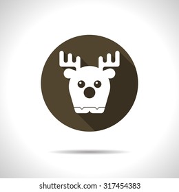 Vector flat deer icon on color circle 