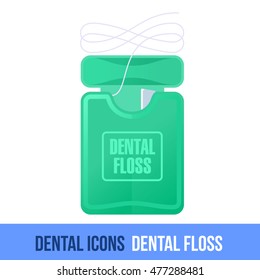 Vector flat dental icon. Dental floss. Brochures, advertisements, manuals, technical descriptions. Isolated on a white background.