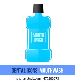 Vector flat dental icon. Mouthwash. Brochures, advertisements, manuals, technical descriptions. Isolated on a white background.