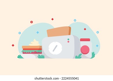 vector flat design about sandwich in the morning