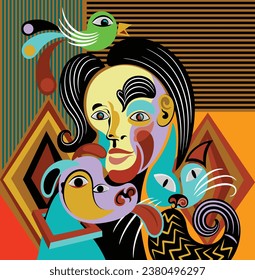 vector flat design abstract portrait in art style