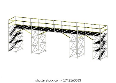 vector flat design aluminum prefabricated scaffolding isolated illustration white background.