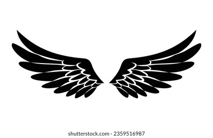 Vector flat design angel wings silhouette