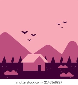 Diseño plano vectorial Arte, fondo paisajístico natural