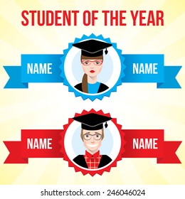 Vector flat design. Award for student of the year.