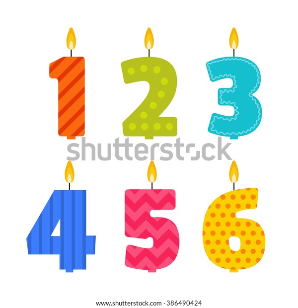 Vector Flat Design Birthday Candle Set Stock Vector Royalty Free