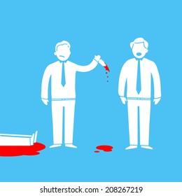 vector flat design business icon of murder in office | white and red isolated pictogram illustration on blue background