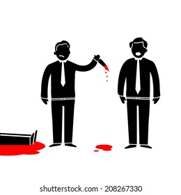 vector flat design business icon of murder in office | black and red isolated pictogram illustration on white background