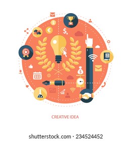 Vector flat design business illustration with composition of creative idea