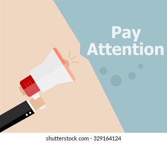 vector flat design business illustration concept. pay attention. Digital marketing business man holding megaphone for website and promotion banners. 