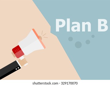 vector flat design business illustration concept. Plan B digital marketing business man holding megaphone for website and promotion banners. 