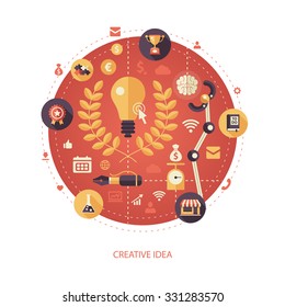 Vector flat design business illustration with composition of creative idea