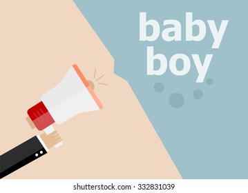 vector flat design business illustration concept. Baby boy digital marketing business man holding megaphone for website and promotion banners. 