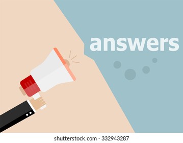 vector flat design business illustration concept. answers digital marketing business man holding megaphone for website and promotion banners. 