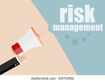 vector flat design business illustration concept. risk management. Digital marketing business man holding megaphone for website and promotion banners. 