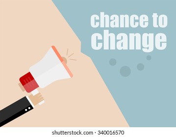 vector flat design business illustration concept. chance to change. Digital marketing business man holding megaphone for website and promotion banners. 