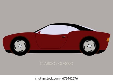 vector flat design car, side view of car, automobile, motor vehicle