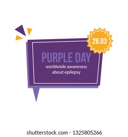 Vector flat design card, illustration about Purple Day, worldwide awereness about epilepsy.