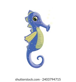 vector flat design cartoon seahorse illustration.