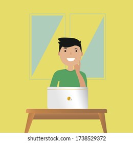 Personajes de diseño plano vectorial Personas que trabajan con laptop