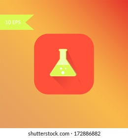 vector flat design chemistry tube icon element with long shadow for infographics and ui visualization