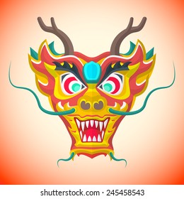 vector flat design chinese new year red dragon mask illustration 