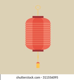 vector flat design chinese new year red paper lantern illustration