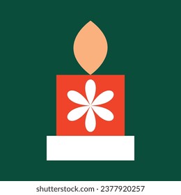 Vector flat design christmas candle.