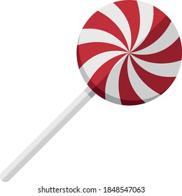 Vector flat design Christmas Red Swirl Lollipop. Vector illustration
