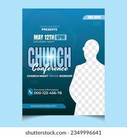 Vector flat design church flyer template design 