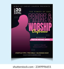 Vector flat design church flyer template design 