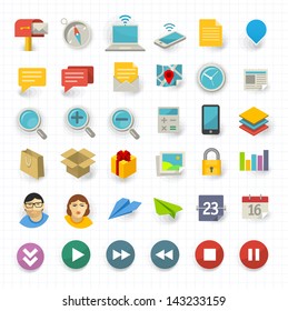 Vector flat design communication and business icon set