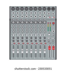 vector flat design concert sound mixer with knobs sliders and inputs 