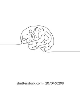 vector flat design continuous line brain illustration