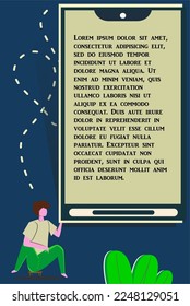 VECTOR FLAT DESIGN WITH COPY SPACE AREA, THEME A MAN SITTING HOLDING A GADGET