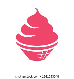 Vector flat design creamy ice cream pink icon. 