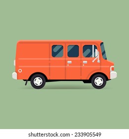Flat Design Red Van Vector Illustration Stock Vector (Royalty Free ...