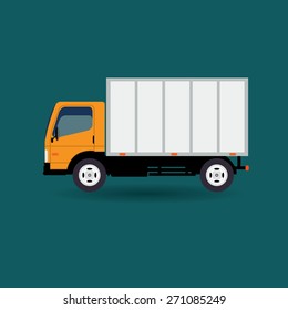 Vector Flat Design Creative Transportation Icon Featuring Small Size Moving Truck  Logistics And Delivery Vehicle Trendy Style Icon