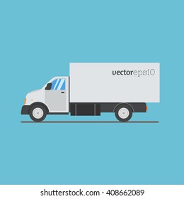 Vector flat design creative transportation icon featuring small size moving truck Logistics and delivery vehicle icon