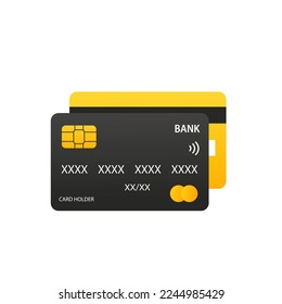 Vector flat design credit card mockups isolated on white background. Vector illustration