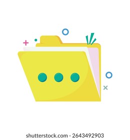 Vector flat design of a cute cartoon folder icon in yellow color. Ideal for UI UX, desktop file organization, digital archive, office tool pack, or minimal app icons with vibrant aesthetic.