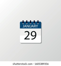 Vector flat design daily calendar icon. Day , month , 29 January