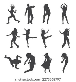 vector flat design dancer silhouette set