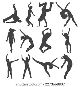 vector flat design dancer silhouette set